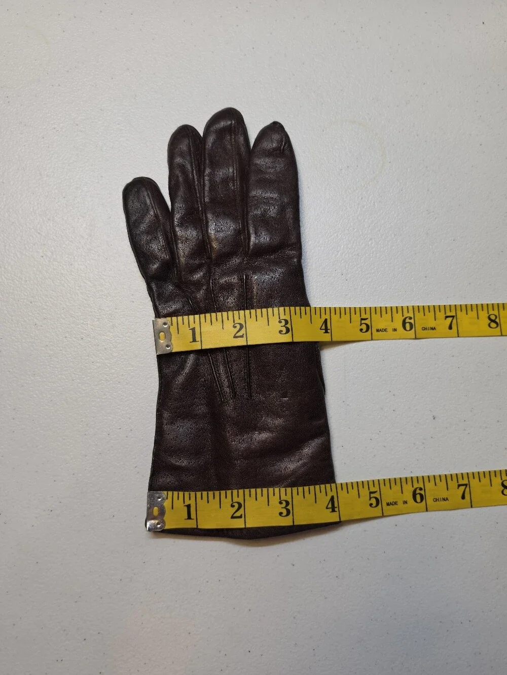 Vintage Brown Leather Gloves with Genuine Fur Lining